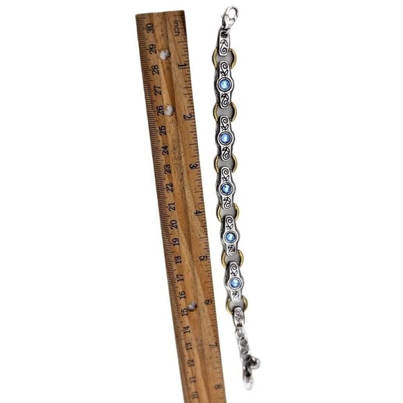 Brighton Celestine Silver Tone & Blue Rhinestone Bracelet silver and gold tone. - Picture 4 of 7
